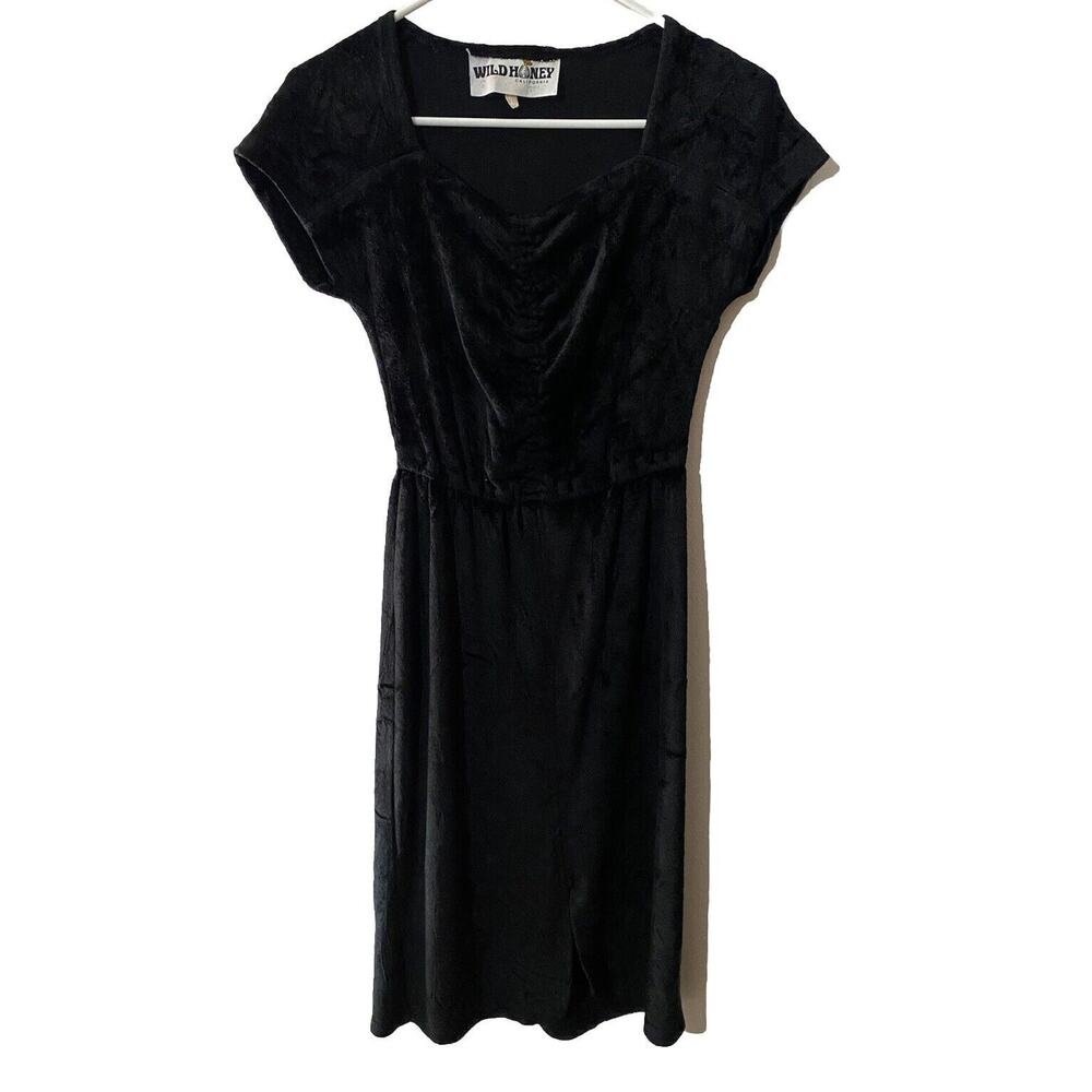 Vintage 1970’s Velour Terry Cloth Dress EUC Size Small Black